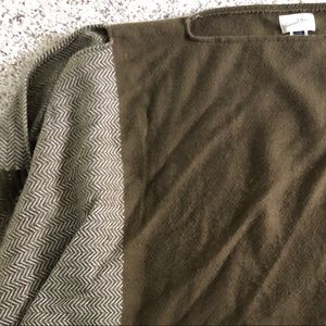 Army green and cream poncho sweater